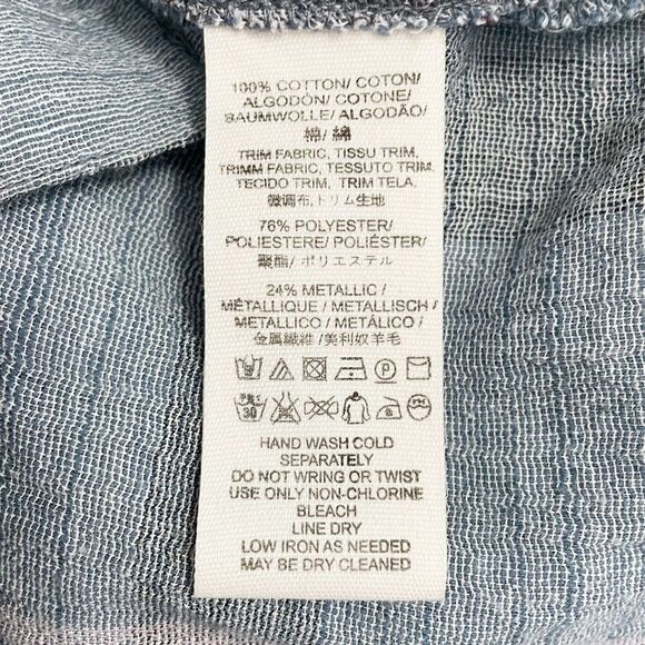 Free People Cropped Cutie Plaid Button Front Cotton Shirt Blue Gray Size Small - Picture 11 of 13